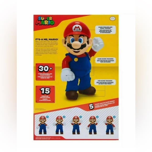 Nintendo SUPER MARIO It's-A Me, Mario! Collectible Action Figure in Red/Blue - Picture 5 of 16